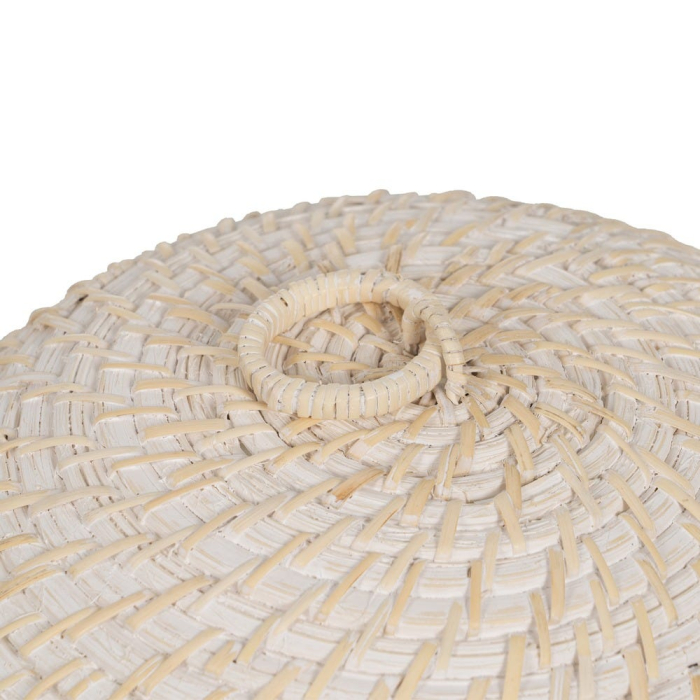 Capac pentru alimente din fibre naturale albe împletite cu mâner din buclă pentru masă [3]