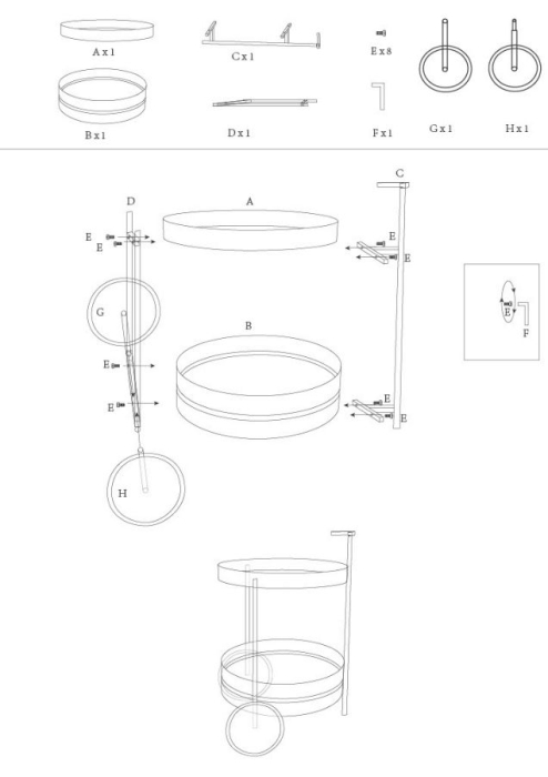 Carucior bar metalic verde petrol 40x49-5x61 cm [10]