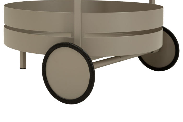 Cărucior de bar metalic gri taupe cu tăvi și roți [9]