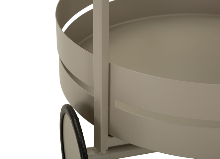 Cărucior de bar metalic gri taupe cu tăvi și roți [8]