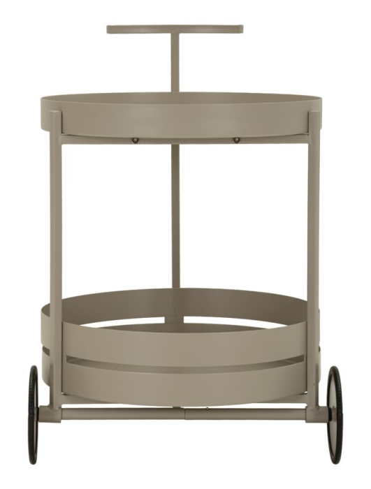 Cărucior de bar metalic gri taupe cu tăvi și roți [3]