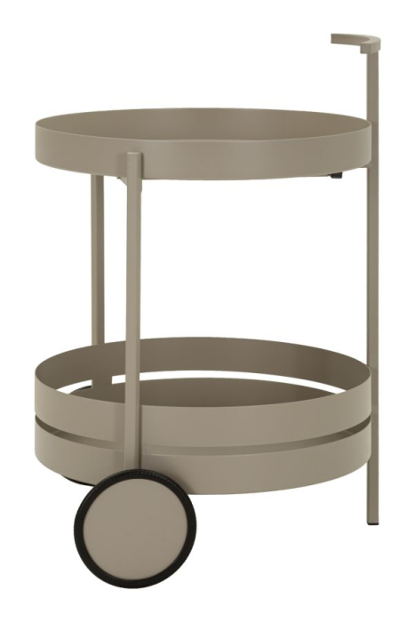 Cărucior de bar metalic gri taupe cu tăvi și roți [4]