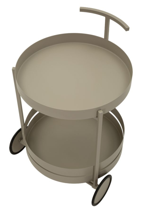 Cărucior de bar metalic gri taupe cu tăvi și roți [5]