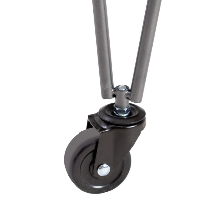 Cărucior de servire lemn de cauciuc cu roți, metal negru [6]