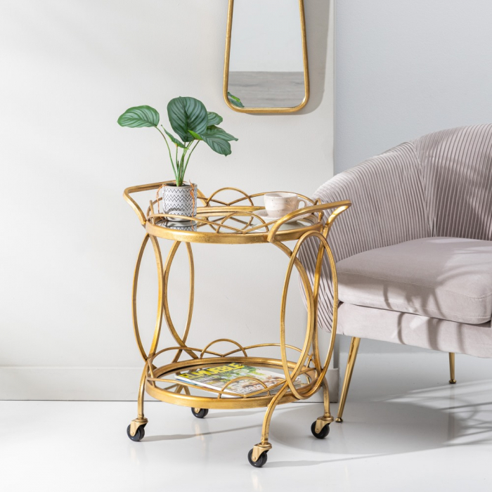 Carucior de servire elegant din fier si oglinda - CreativDeco [2]