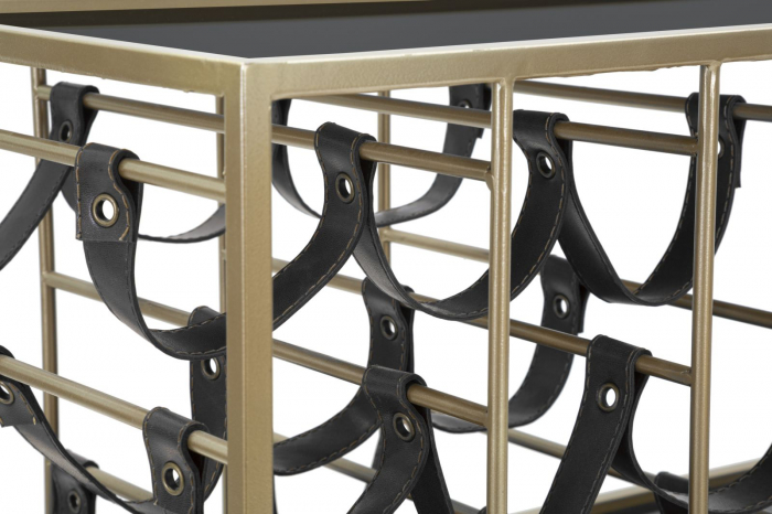 Carucior servire auriu Black String cu suport sticle CreativDeco [5]