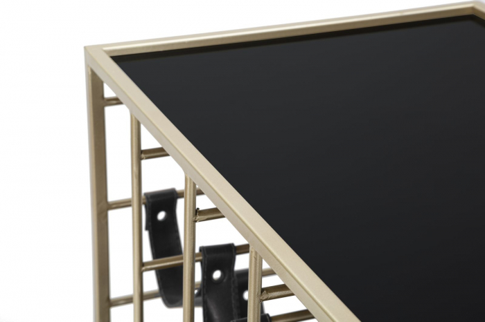 Carucior servire auriu Black String cu suport sticle CreativDeco [6]