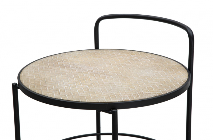 Carucior servire Arex, MDF/fier, bej/negru [3]