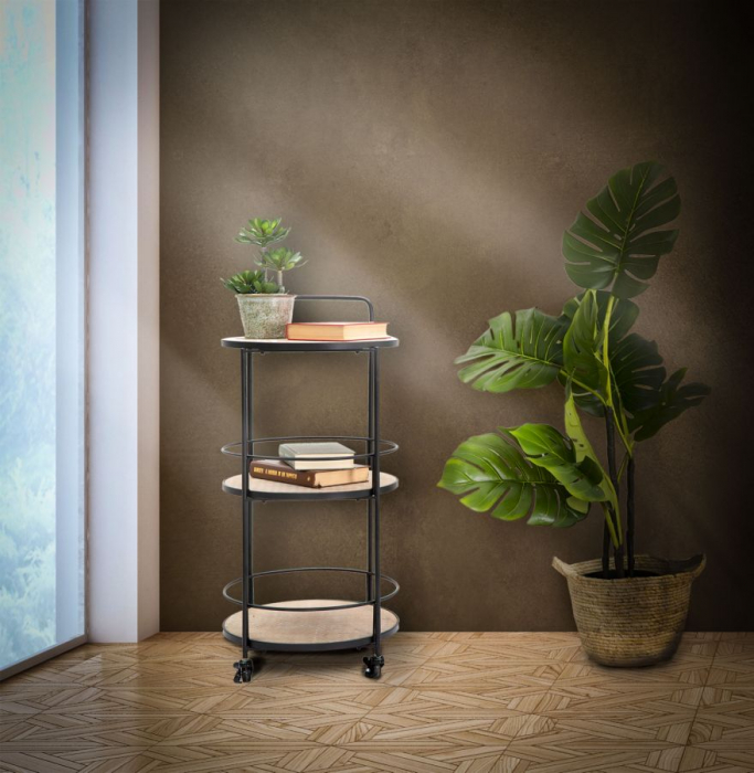 Carucior servire Arex, MDF/fier, bej/negru [6]