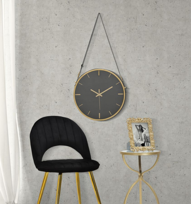 Ceas perete curelusa piele negru - CreativDeco.ro [5]