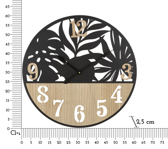 Ceas de perete modern cu lemn si frunze exotice - CreativDeco [6]