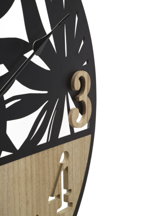 Ceas de perete modern cu lemn si frunze exotice - CreativDeco [2]