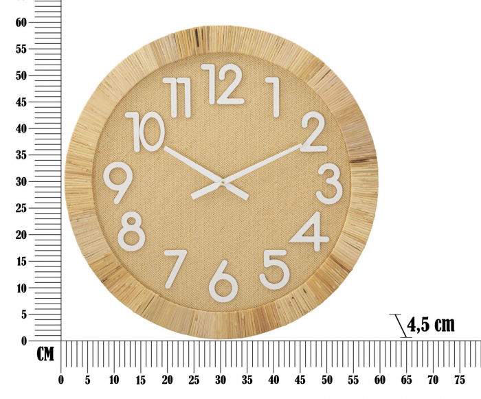 Ceas de perete Boho Plus, MDF/ratan, natural [6]