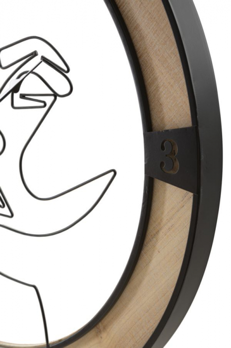 Ceas de perete Cuplu, fier/MDF, negru/natural [5]