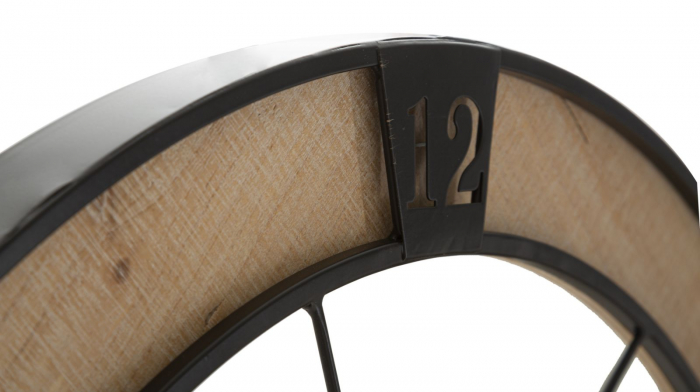 Ceas de perete Cuplu, fier/MDF, negru/natural [4]