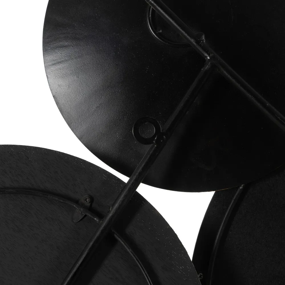 Ceas de perete design boho abstract, lemn natur si metal negru [9]