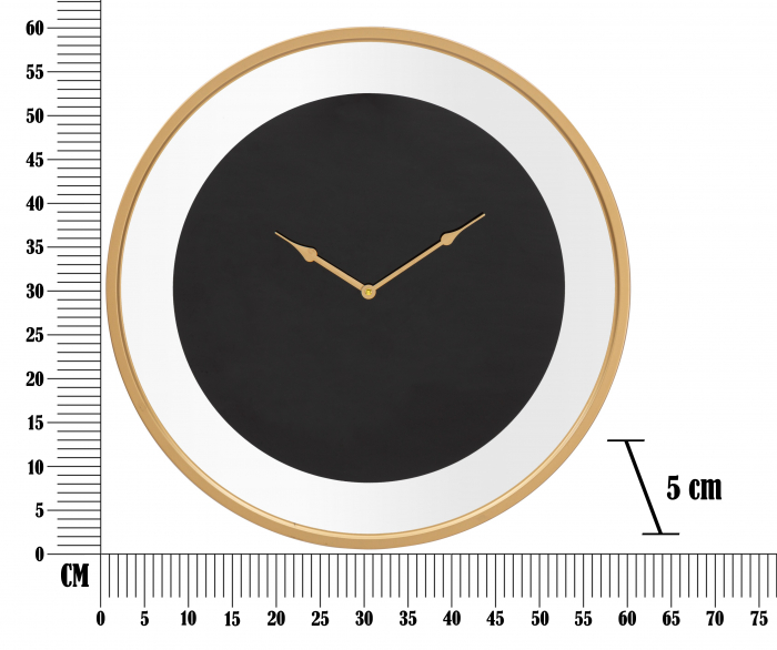 Ceas de perete Fashion, fier/sticla, auriu/negru [6]