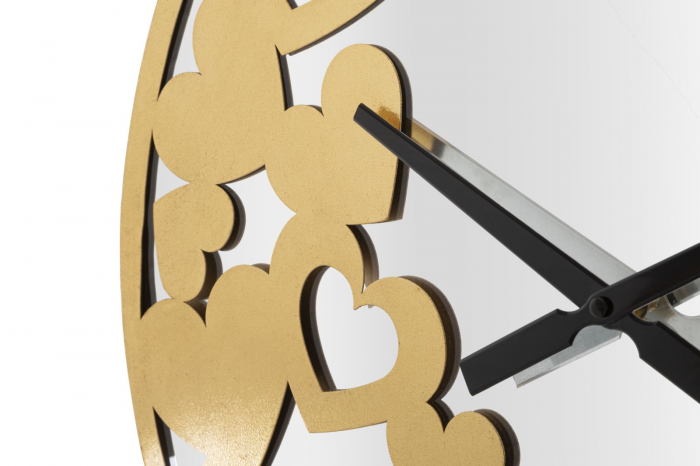 Ceas de perete Gold Hearts, metal/oglinda, auriu, Mauro Ferretti [4]