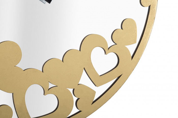 Ceas de perete Gold Hearts, metal/oglinda, auriu, Mauro Ferretti [3]