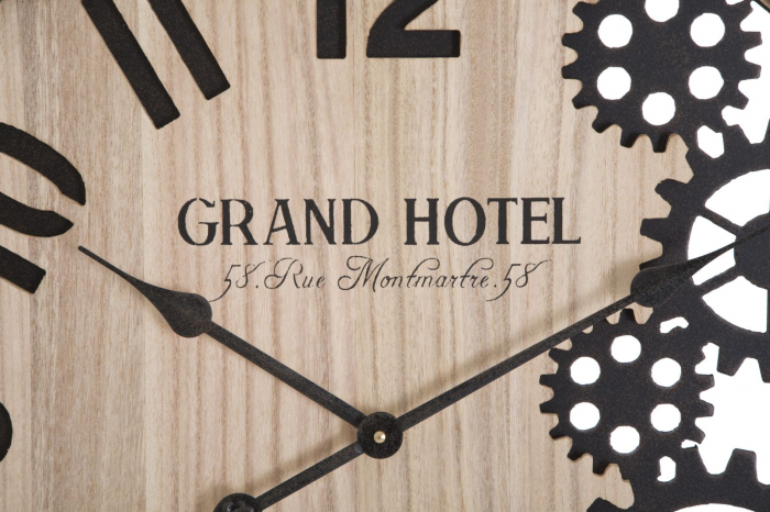 Ceas de perete Grand, fier/MDF, natural/negru [3]