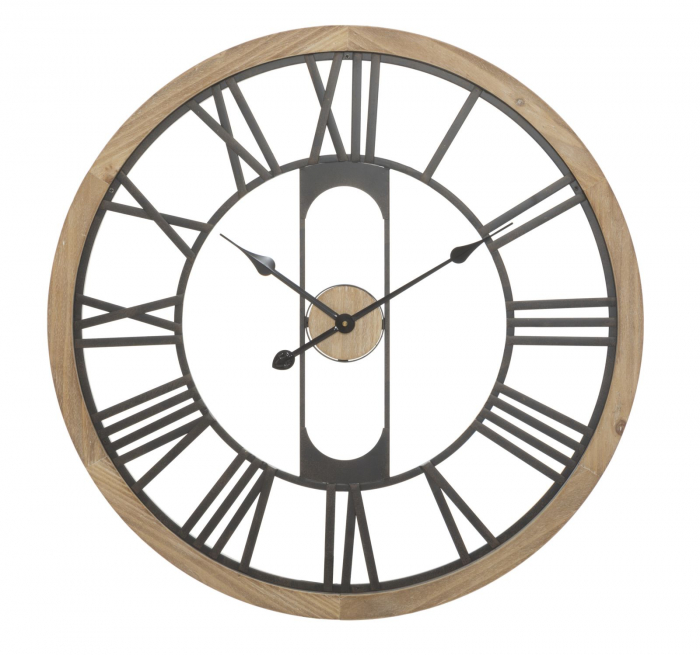 Ceas de perete Industry, metal lemn, negru natur, creativdeco.ro [1]