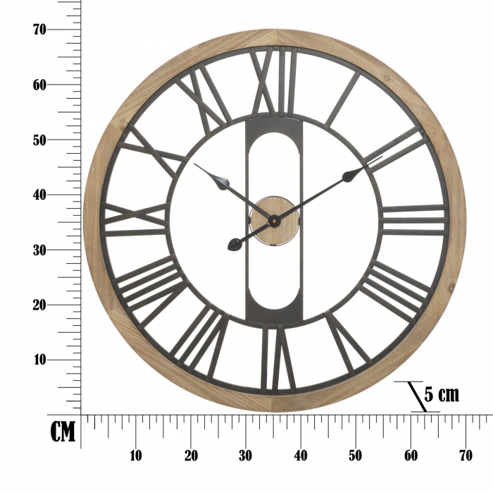 Ceas de perete Industry, metal lemn, negru natur, creativdeco.ro [6]