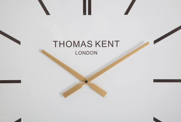 Ceas perete Kent, fier/MDF/sticla, negru/alb/auriu [3]