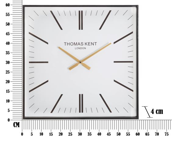 Ceas perete Kent, fier/MDF/sticla, negru/alb/auriu [6]
