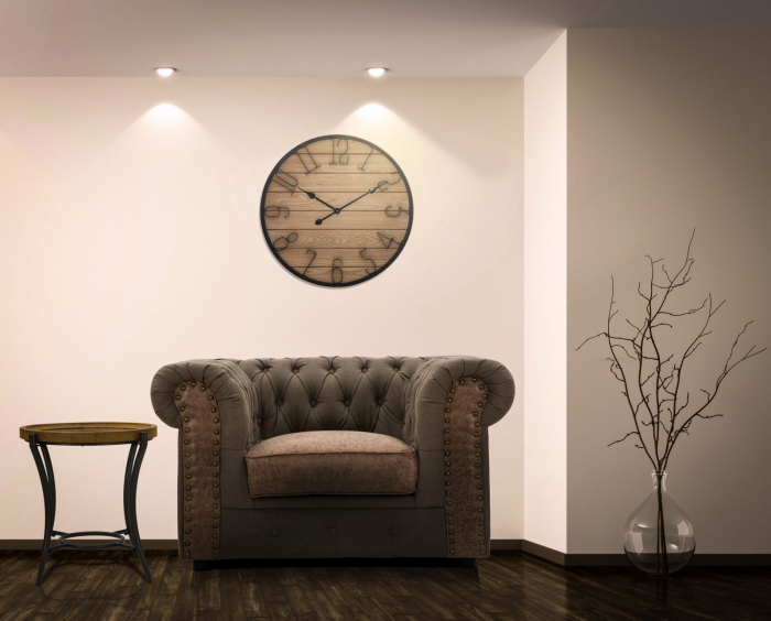 Ceas de perete rustic lemn de acacia - CreativDeco [5]