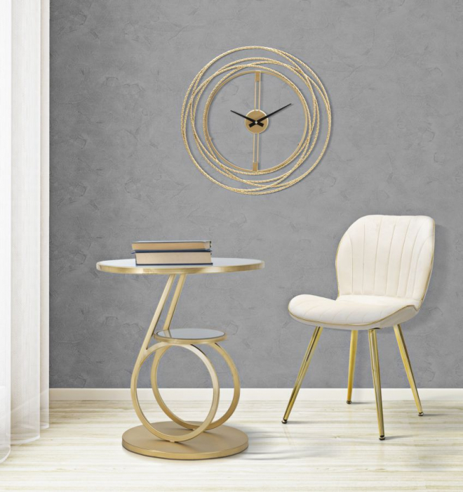Ceas de perete cu cercuri aurii - Design italian - CreativDeco [2]