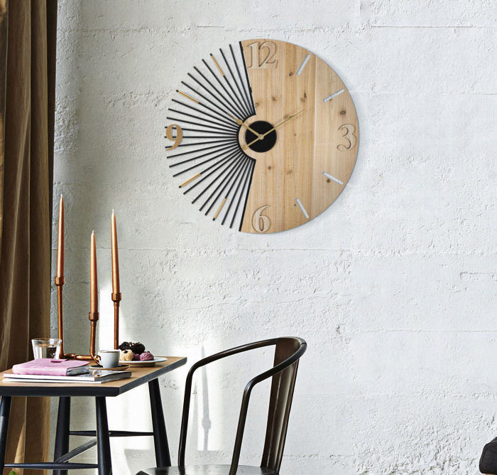 Ceas de perete modern cu design contrastant - CreativDeco [2]