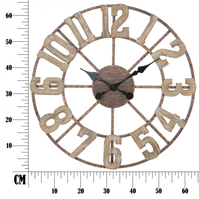 Ceas de perete Sursa, fier/MDF, aramiu/negru/lemn natural [8]