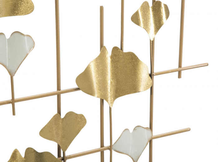 Ceas de perete frunze gingko metal alb auriu Tow [5]