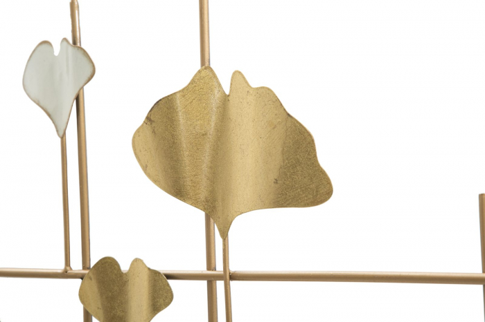 Ceas de perete frunze gingko metal alb auriu Tow [4]