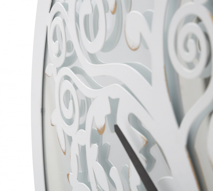 Ceas de perete White Tree, metal/oglinda, alb/auriu [3]