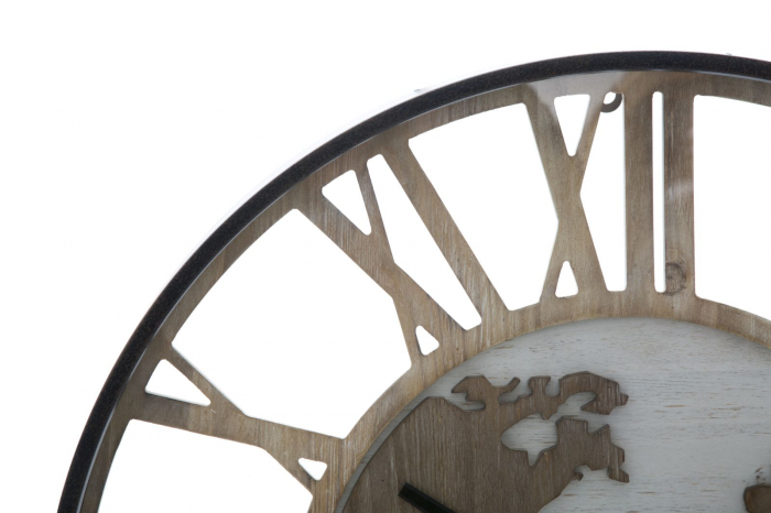 Ceas de perete World, metal lemn, negru natur-creativdeco.ro [2]