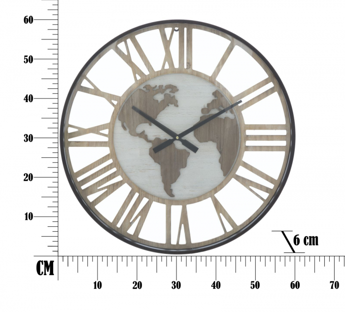 Ceas de perete World, metal lemn, negru natur-creativdeco.ro [7]