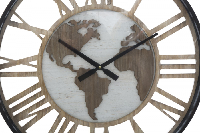 Ceas de perete World, metal lemn, negru natur-creativdeco.ro [3]