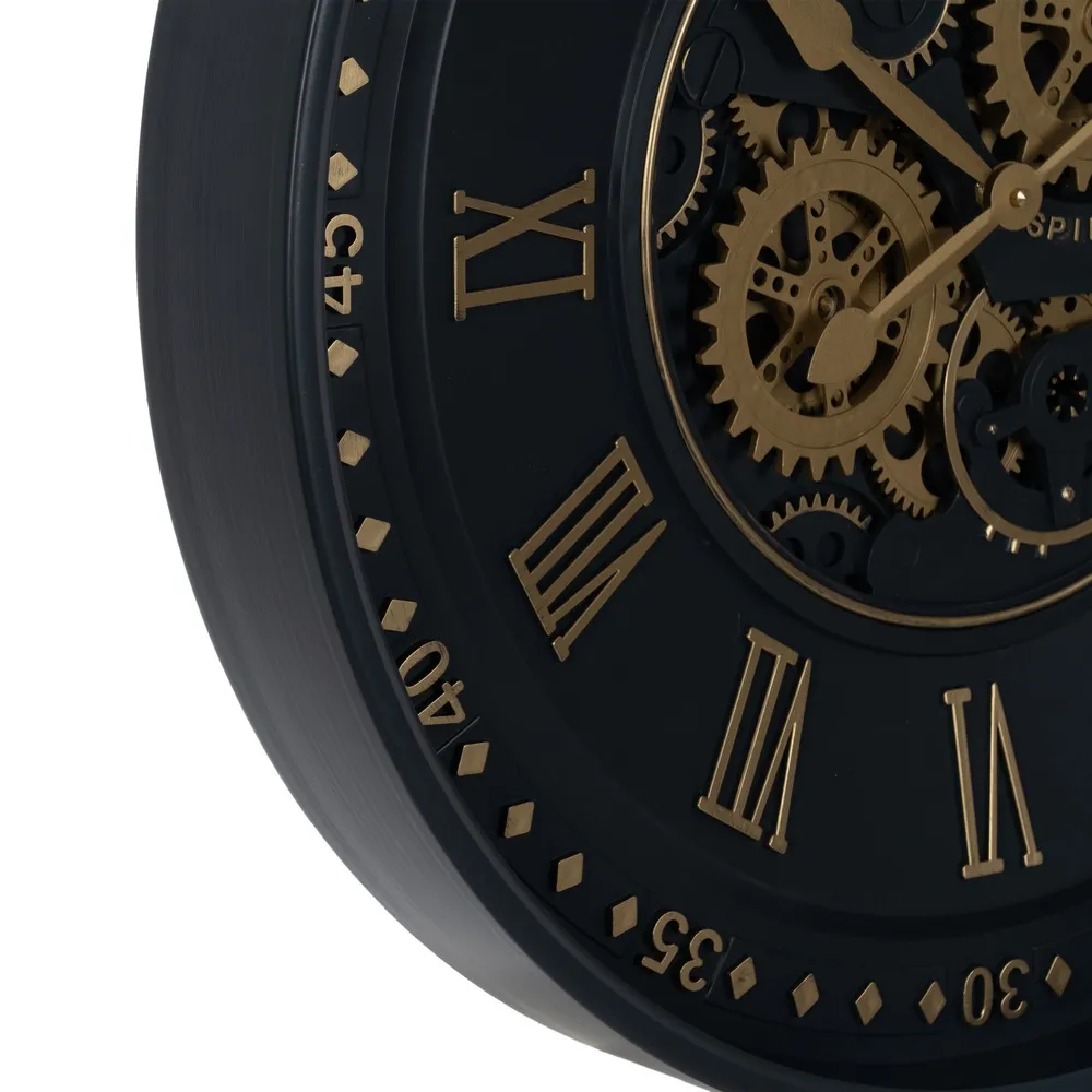 Ceas perete metal negru auriu [3]