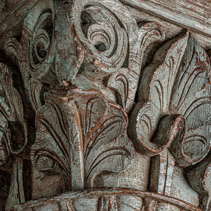 Coloana etnica lemn tec gri|Coloane decorative moderne [3]