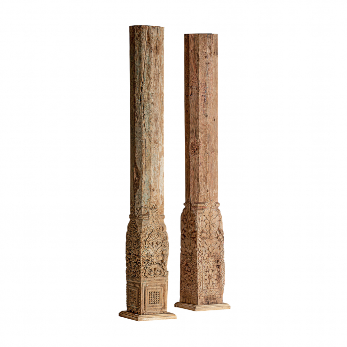 Coloana etnica lemn tec bej|Coloane decorative unice [2]