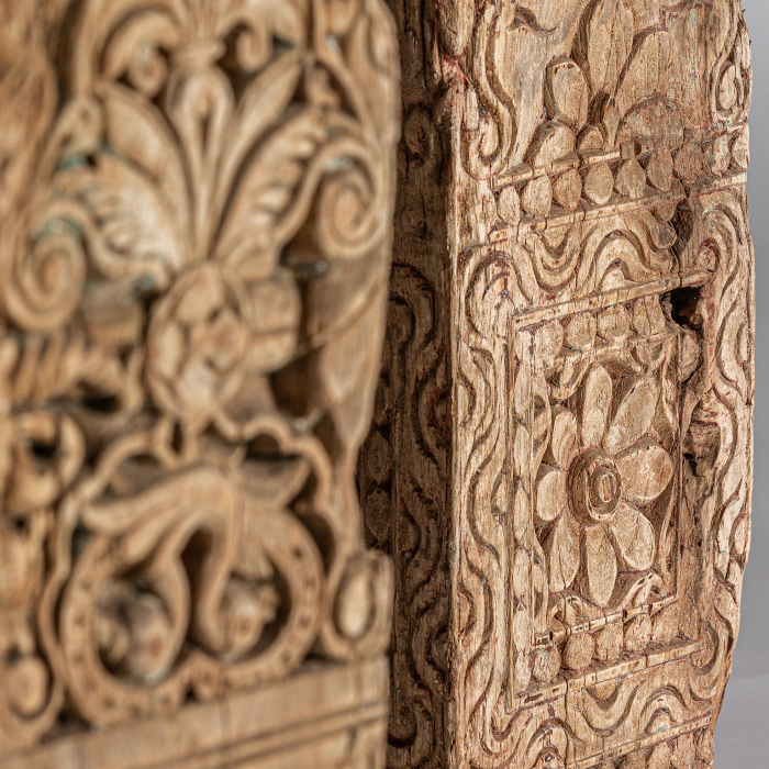 Coloana etnica lemn tec bej|Coloane decorative unice [5]