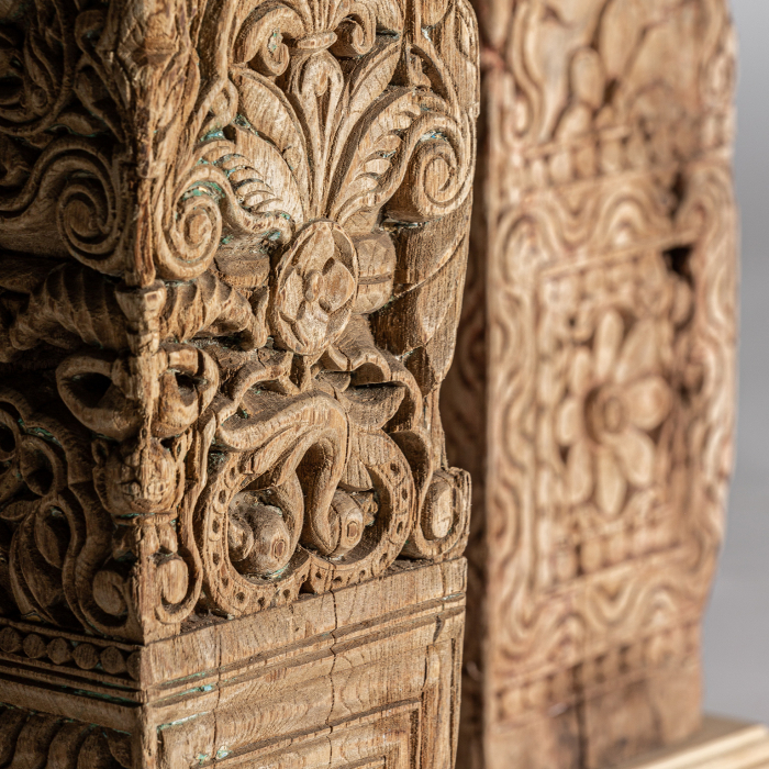 Coloana etnica lemn tec bej|Coloane decorative unice [4]