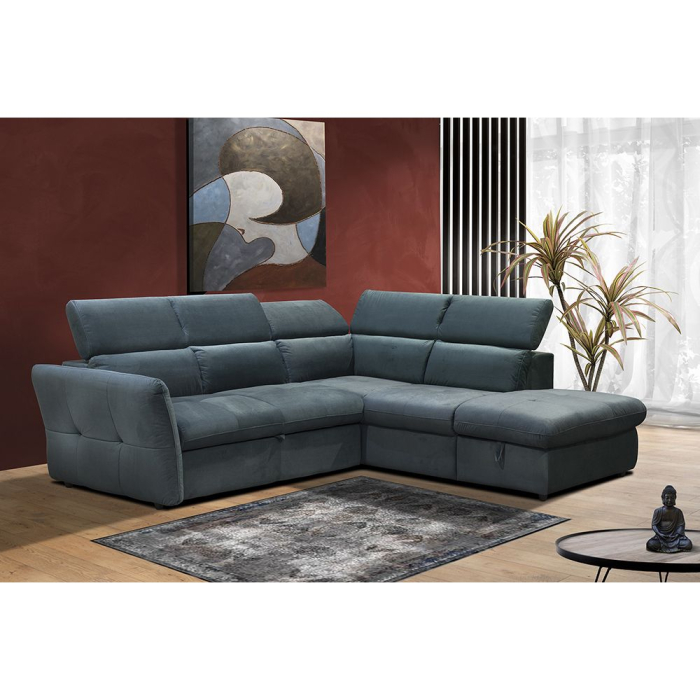 Colțar extensibil cu ladă depozitare din chenille petrol Easy Clean MONSERAT [4]