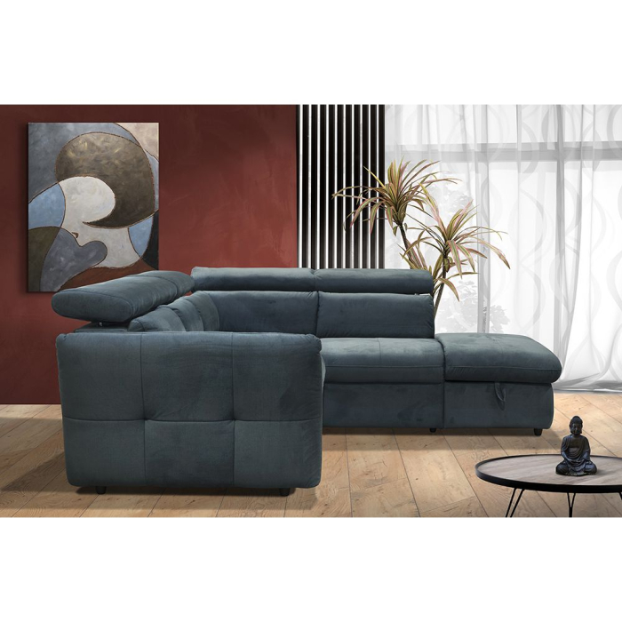 Colțar extensibil cu ladă depozitare din chenille petrol Easy Clean MONSERAT [5]