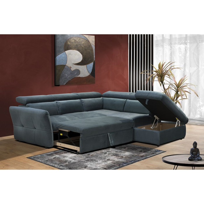 Colțar extensibil cu ladă depozitare din chenille petrol Easy Clean MONSERAT [2]