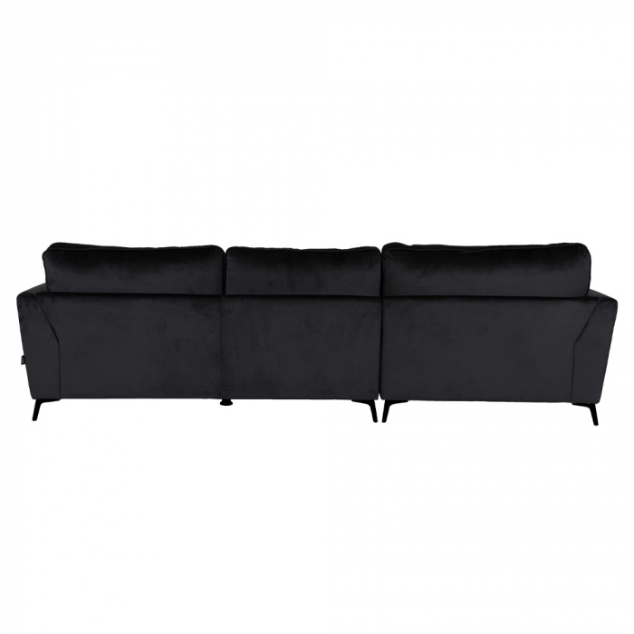 Colțar stânga Forever din catifea neagră cu picioare metalice – design modern [4]