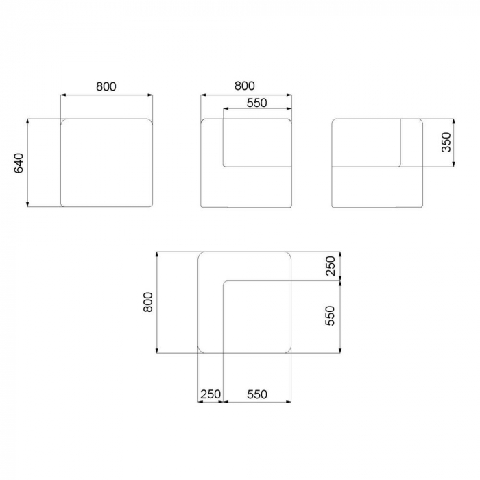 colțar GISSELE Pacific – albastru intens, exterior modular, cadru aluminiu [6]