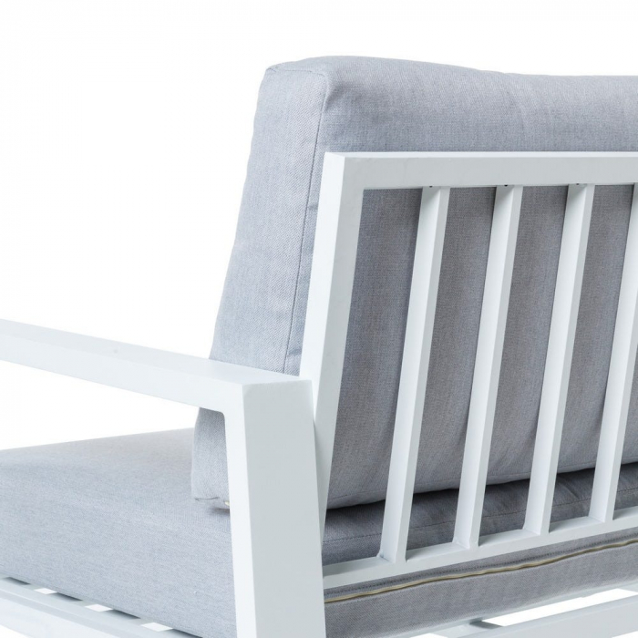 Colțar THAIS alb – aluminiu mat, perne impermeabile gri, design mediteranean [3]