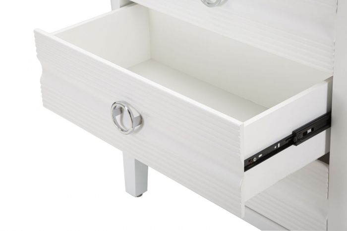 Comoda Shine | 3 Sertare Albe | Detalii Argintii si Aurii | CreativDeco [6]